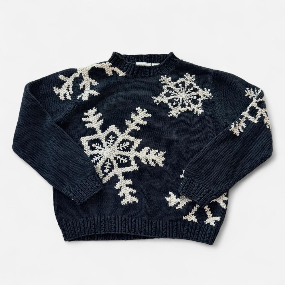 Liz Claiborne Sport Women's Medium Navy Snowflake Sweater